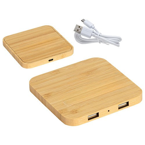 Panda FSC® Bamboo 5W Wireless Charger with Dual USB Ports