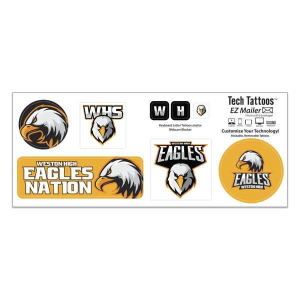 Tech Tattoo™ | 6 Stock Shapes | 3 3/4" x 9" Sheet | White Vinyl